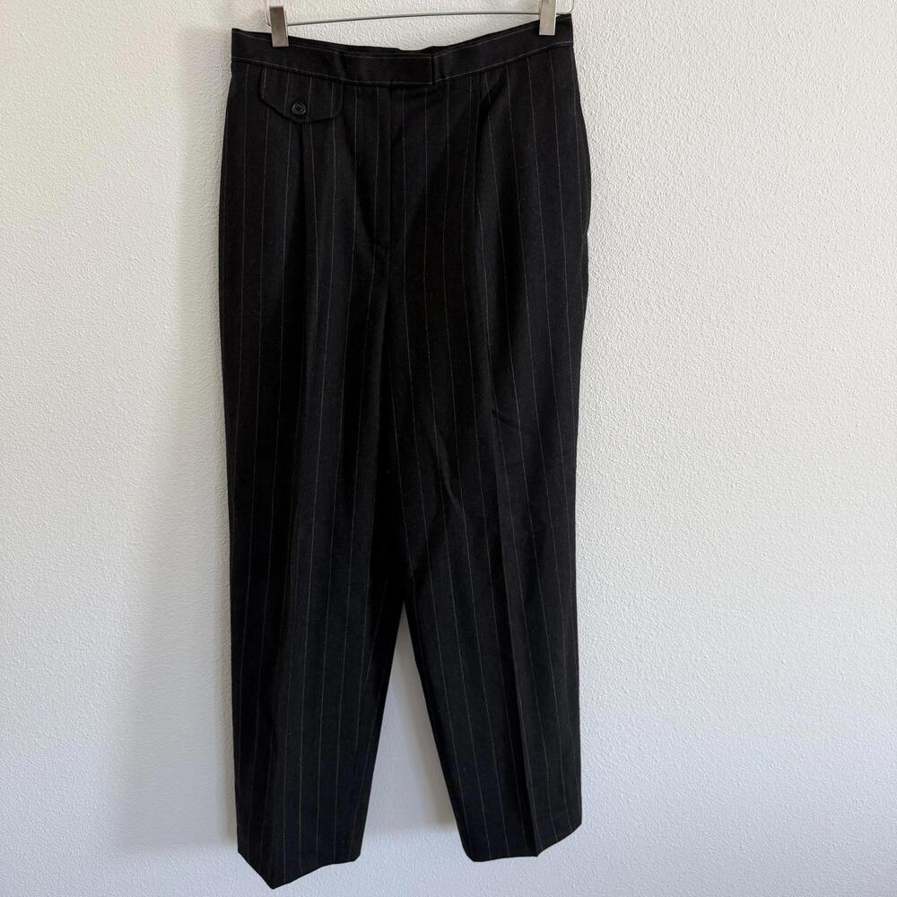 Vintage 90’s Ralph Lauren Wool Pin Striped Gray Trouser Pants Size 10 Menswear